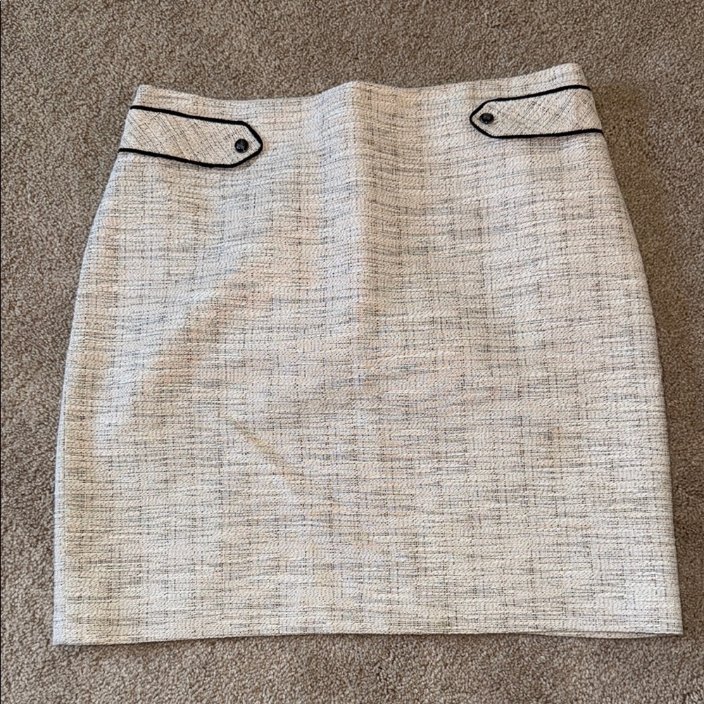 White House Black Market Tweed Skirt with Black Accents